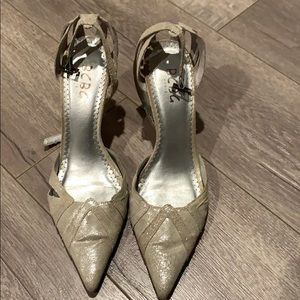 BCBG Paris Silver Soft Leather Ankle Pumps